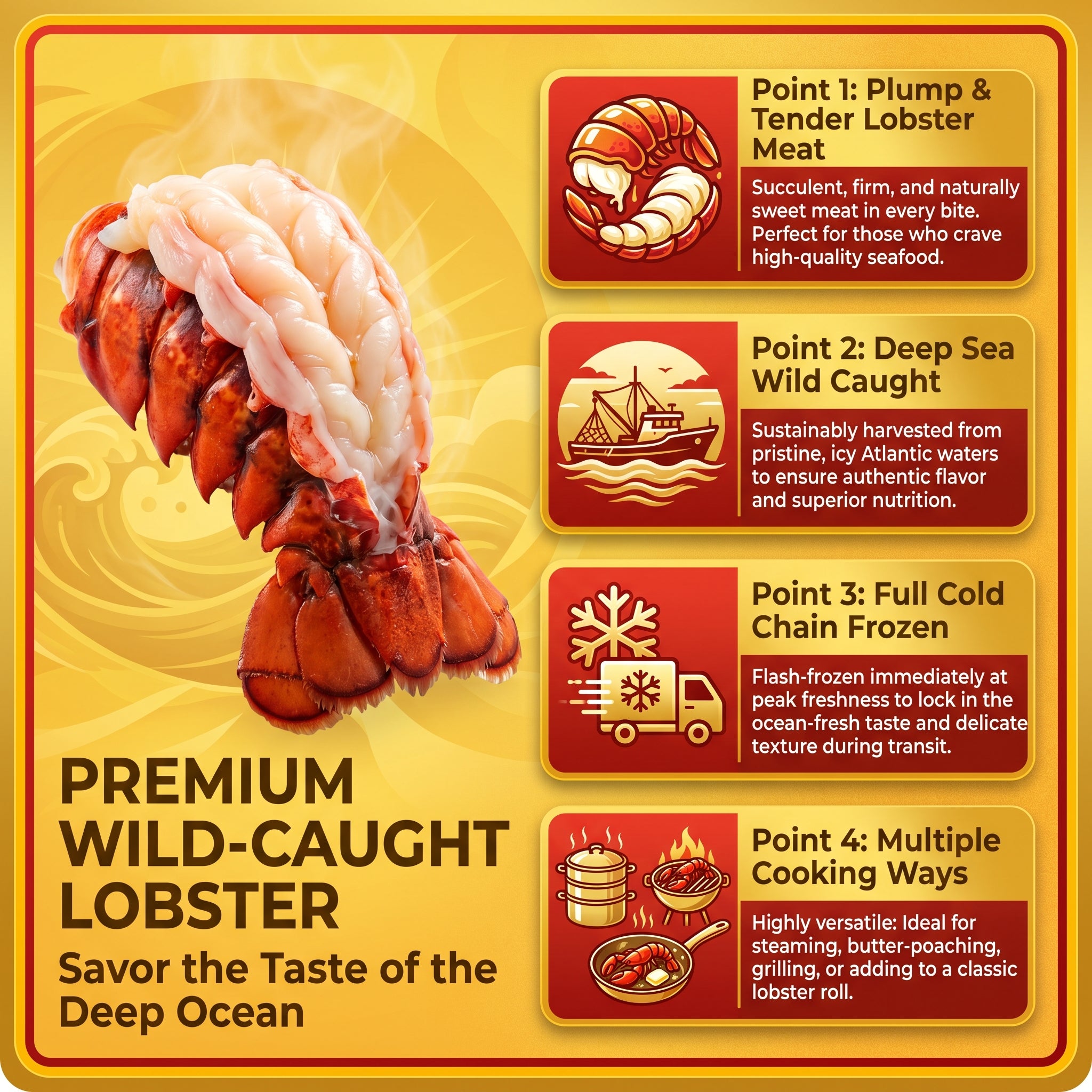 Premium Whole Atlantic Lobster - Gourmet Seafood Gift Box | Extra-Large, Flash-Frozen & Rich in Flavor
