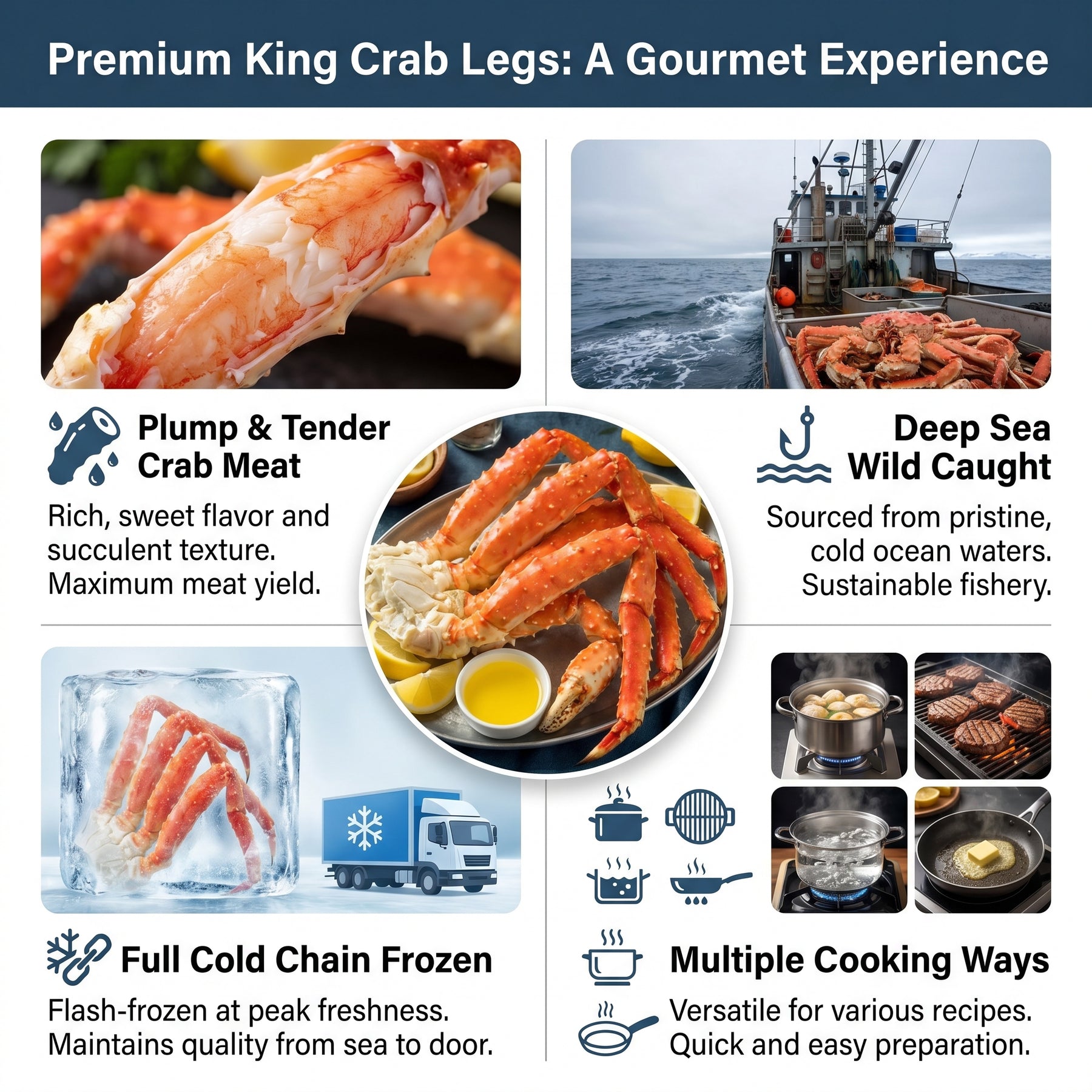 Premium Wild-Caught Colossal King Crab Legs - 3lb Value Box | 90% Meat Fill, Flash-Frozen for Peak Freshness & Buttery Flavor