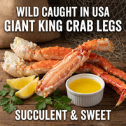 Premium Wild-Caught Colossal King Crab Legs - 3lb Value Box | 90% Meat Fill, Flash-Frozen for Peak Freshness & Buttery Flavor